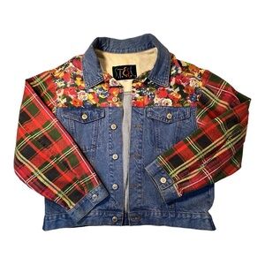 Steel Jeans Women's Denim Jacket Size Medium Floral Plaid Hippie